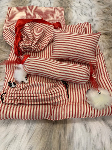 Candy Cane Inspired Bed and Toy Set